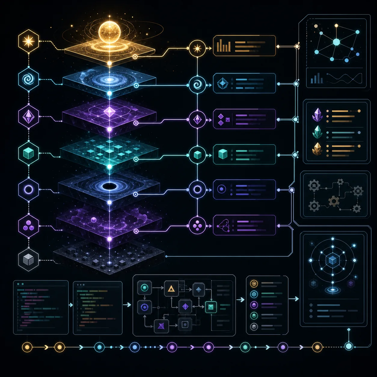 Editorial flow illustration for Antimatter Dimensions Automator script milestones