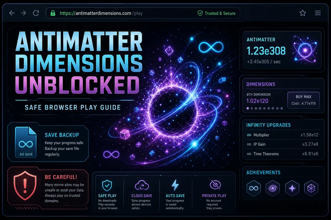 アンチマター・ディメンションズのブロック解除と安全なブラウザプレイ、信頼できるアクセス経路、セーブバックアップの注意点